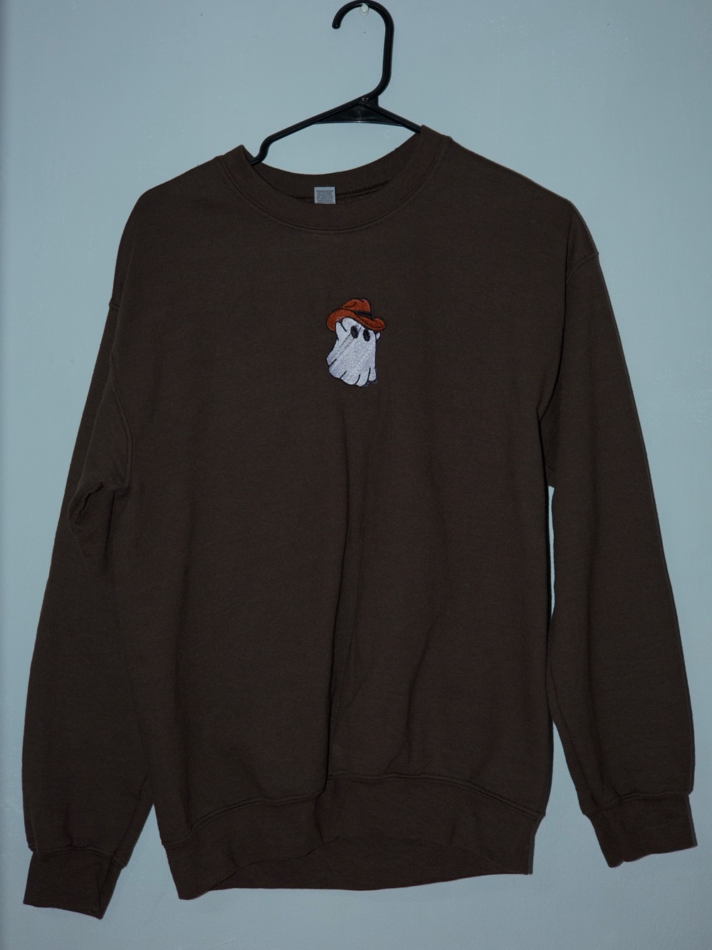 Gildan Brown Crewneck Sweatshirt with Ghost Patch